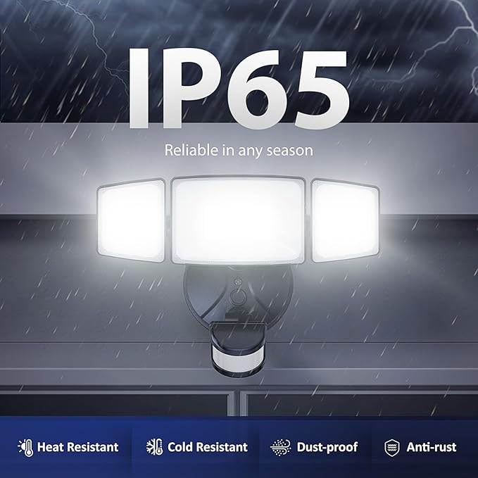 Onforu 2 Pack 75W LED Motion Sensor Outdoor Lights, 7000LM Dusk to Dawn Outdoor Lighting, 6500K Motion Detector Flood Light, IP65 Waterproof Hardwired LED Security Light for Yard Garage