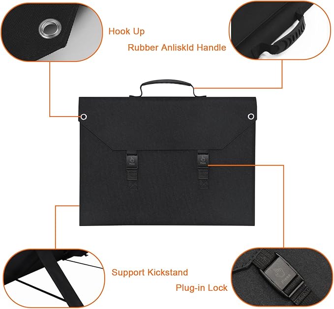 EnginStar 100W Foldable Solar Panel w/ 18V DC Outlet for Portable Power Stations EnginStar/Jackery/Rockpals/Flashfish, Portable Solar Generator with USB-A USB-C QC 3.0 for Outdoor Camping Van RV Trip