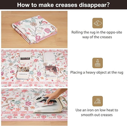 50"x60" Pink Floral Office Chair Rug, Easy to Clean Computer Chair Rug, Under Desk Rugs for Home Office, Desk Rugs for Rolling Chairs, Floor Mat for Hardwood Floors, Desks Carpet for Tile Floor