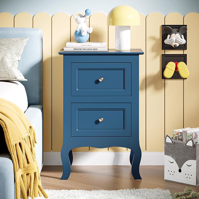 Bonnlo Blue Nightstand Set of 2, Kids Room, Living Room, 15.75" W x 11.8" D x - Image 6