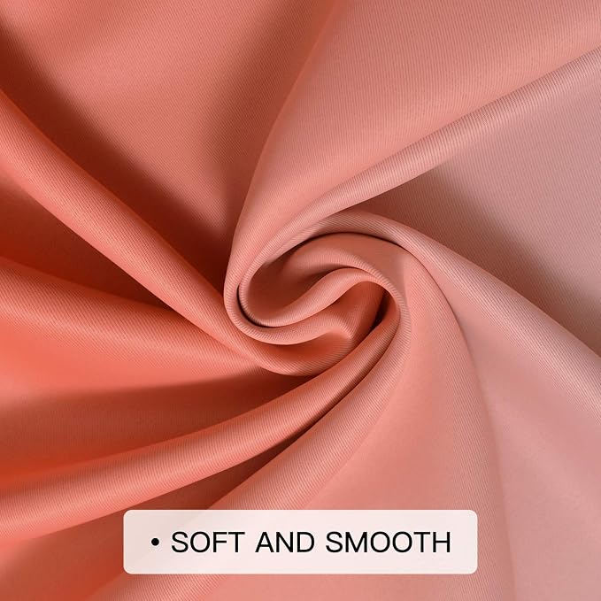 COSVIYA Curtains & Drapes Grommet Ombre Coral Curtains W52 x L84 Inch | - Image 6