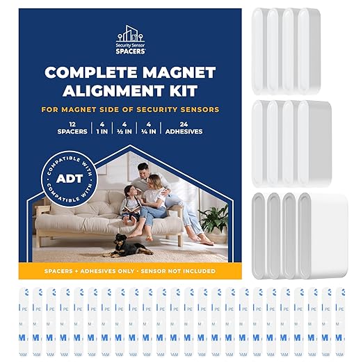 Adhesive Replacement Tape & Sensor Risers Bundle for ADT | Includes 24 Magnet Adhesives and 12 ADT Contact Sensor Spacers - Complete Home Sensor Installation Solution [Device/Magnet NOT Included]