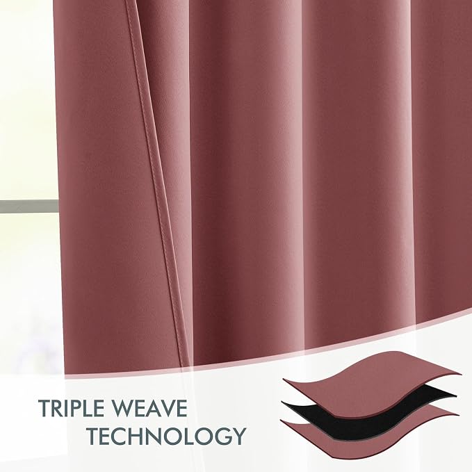 MIULEE Dusty Rose Back Tab Blackout Curtains 52x120 Inch Long 2 Panels Set | - Image 7