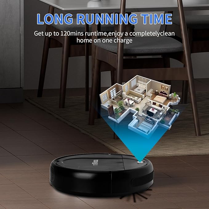 Robot Vacuum, Featuring a 3-in-1 Comprehensive Cleaning System That vacuums and mops, with 3000Pa Suction Power. This Ultra-Thin and Quiet Robot Vacuum and mop is Ideal for pet Hair and Hard Floors-D
