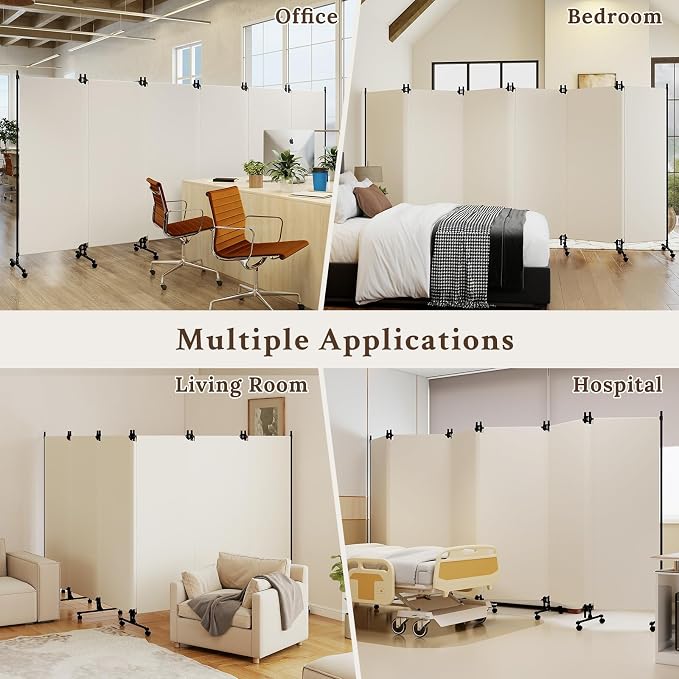 Kokorona 6 Panel Room Divider, 6FT Tall Folding Privacy Screen - Image 7