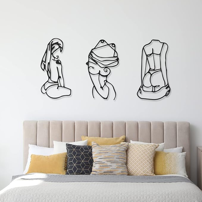 Photect 3 Pcs Metal Wall Art Decor Minimalist Abstract Woman Wall Art Metal - Image 7