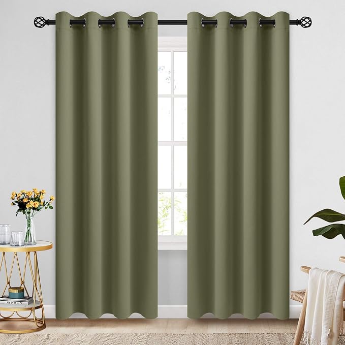 COSVIYA Grommet Room Darkening Sage Curtains 84 inch Long by COSVIYA