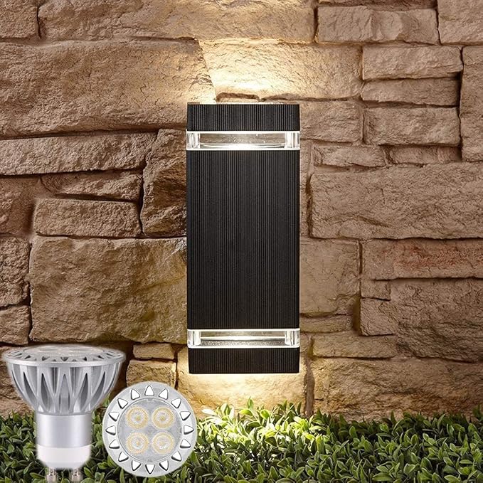rosykite Exterior Lights for House, Dusk to Dawn Outdoor Lighting Fixtures Wall Mount - ETL Listed,Aluminum Outdoor Wall Lights 5000k - Up Down Light Fixture for Porch, Garage (Square 3 Pack)