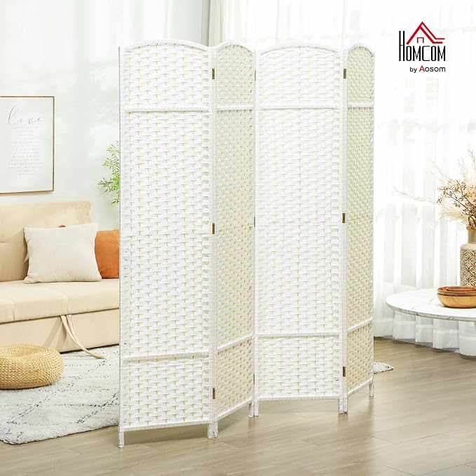 HOMCOM Room Divider 4 Panel Folding Privacy Screen 5.6' Tall Brown | - Image 2
