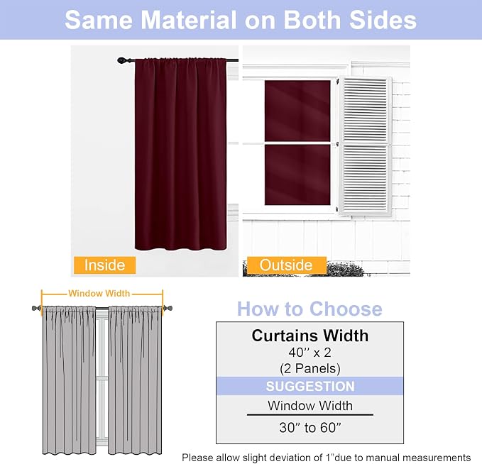 Simplebrand Ava Burgundy Short Blackout Curtains - Image 8
