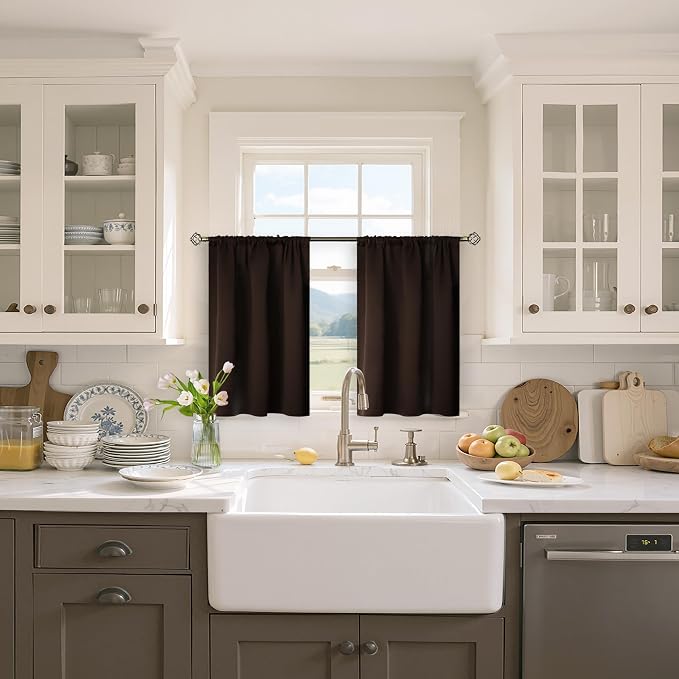 BGment Small Brown Kitchen Curtains 36 Inch Length - Image 2