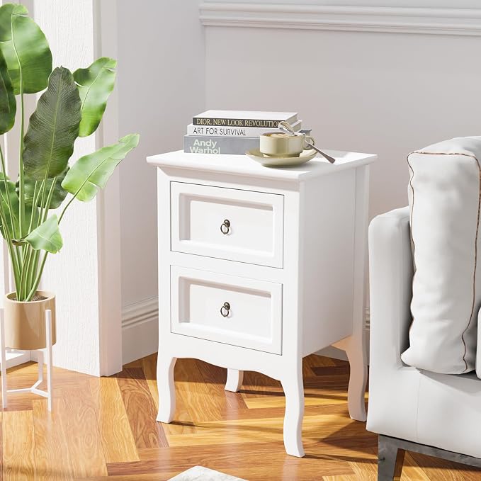 Bonnlo White Nightstand, Tool-Free Setup Night Stand, 2 Drawer Bedside Table - Image 7