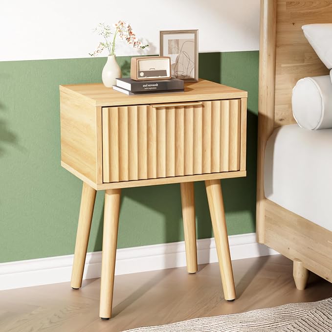 VINGLI Night Stand Set 2, Fluted Nightstands - Image 9