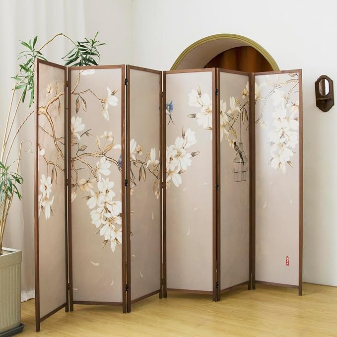6 Panel Room Divider, 5.6 ft Tall Blackout Folding Privacy Screen - Image 5