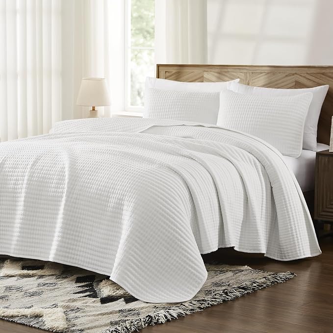 White Quilt Set Queen Size-Lightweight Bedspreads Queen Quilts Bedding Set | - Image 3