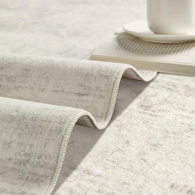 Latte&Fog Washable 2x3 Entryway Rug Vintage Ivory Area Rugs Non Slip | Low Pile - Image 9