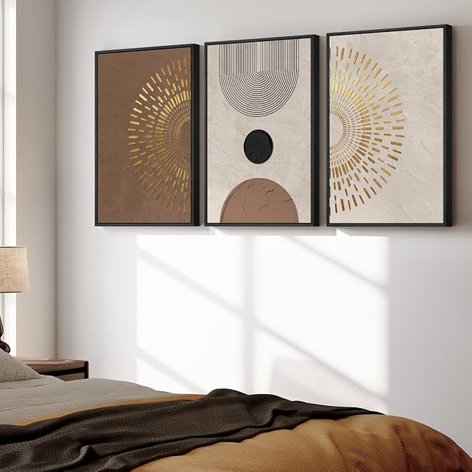 Boho Neutral Abstract Wall Art, 3 Piece, 20x30 In | Large framed pictures - Image 3