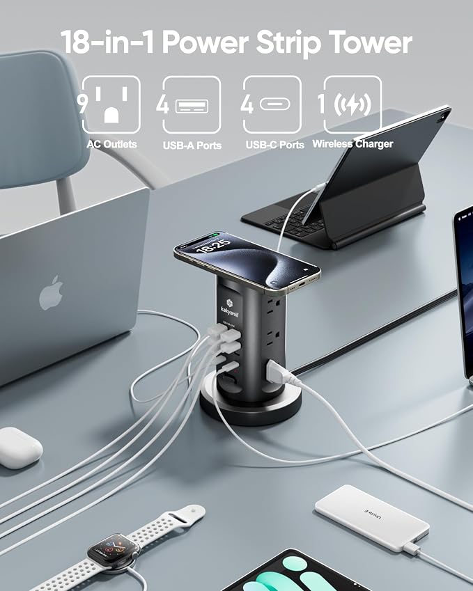 Kakyanill 30W USB Charging Station, Power Strip Tower - Image 3
