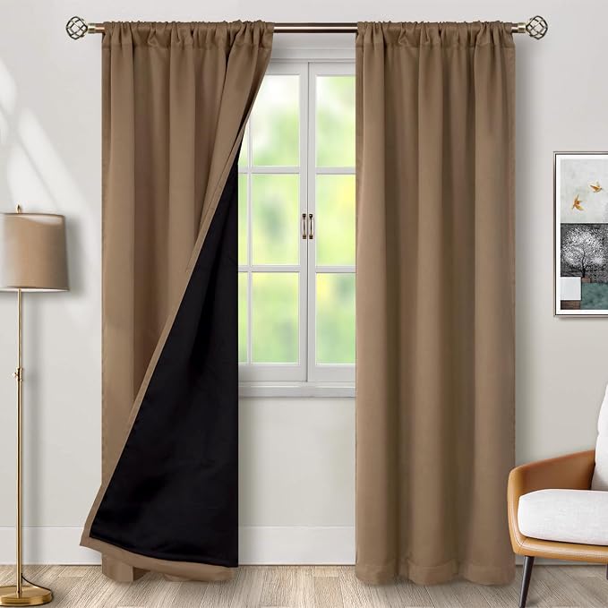 BGment Taupe 100% Blackout Curtains - Image 2