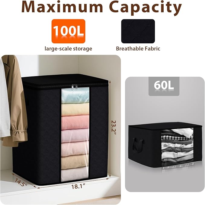 SpaceWhisper 8 Pack 100L Clothes Storage, Foldable Storage Bags, - Image 2