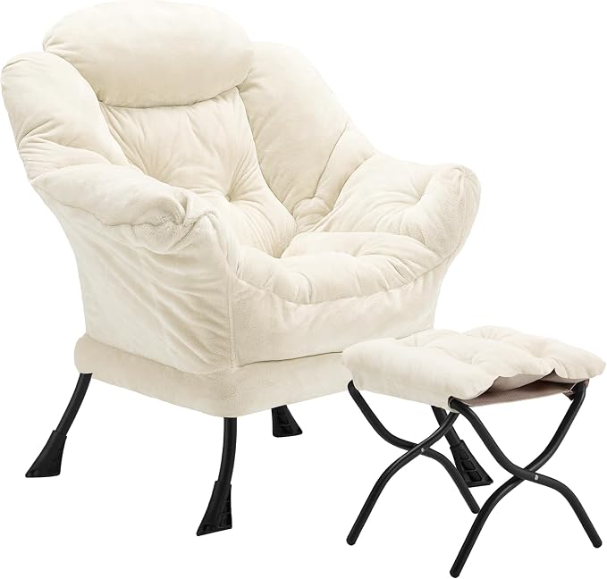 Youtanic Lazy Chair with Folding Ottoman, Accent Chair Plush Upholstered with by Youtanic