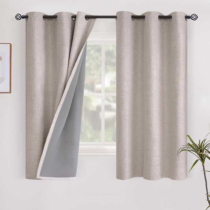 YoungsTex Linen Short Blackout Curtains 40 Inch Length by YoungsTex
