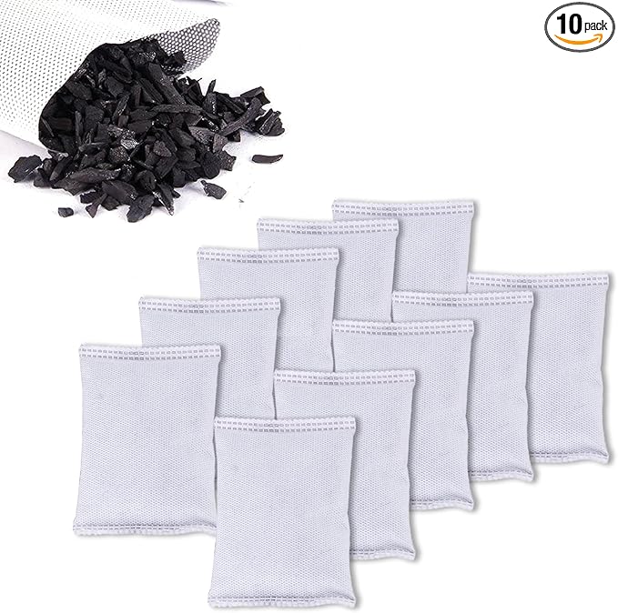 KaiCarnte 10 Pack Activated Charcoal Odor Absorbe Trash Can Deodorizer, Car Air Freshener, Shoe Deodorizer, Odor Eliminators For Storng Odor,50g/pack