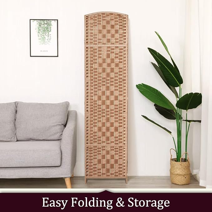 RHF Room Divider Panel, 6Panel Partition Room Dividers, Wall Divider, Natural | - Image 7