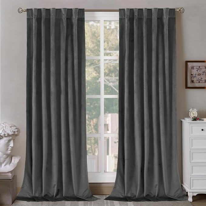 BGment Grey Velvet Blackout Curtains by BGment