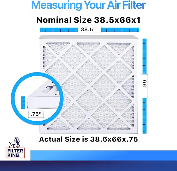 Filter King 38.5x66x1 Air Filter | 4-PACK | MERV 8 HVAC Pleated A/C Furnace Filters | MADE IN USA | Actual Size: 38.5 x 66 x .75"