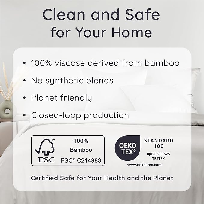 Bambaw 100% Viscose Derived from Bamboo Bed Sheets Full Size Set – 4pcs Breathable & Cooling Sheet Set for Hot Sleepers, Super Soft Full Size Sheets, with Elastic Corner Straps (Moonlight Gray)