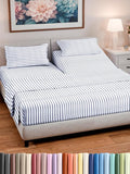 Split Head King Sheet Set – 4 Piece Flex Split Top King Sheets for Adjustable Beds - Fits 14” to 16" Mattress w/ Deep Pockets - Breathable & Cooling - Luxury Bedding and Wrinkle Free - Blue Stripes 2