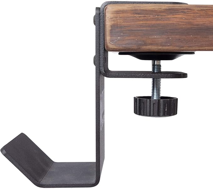 Stand Up Desk Store Clamp-On Under Desk Headphone Hanger, Backpack Hook, and Purse Holder - Black