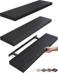 BAYKA Black Floating Shelves 22.5in, Wall Mounted by Bayka