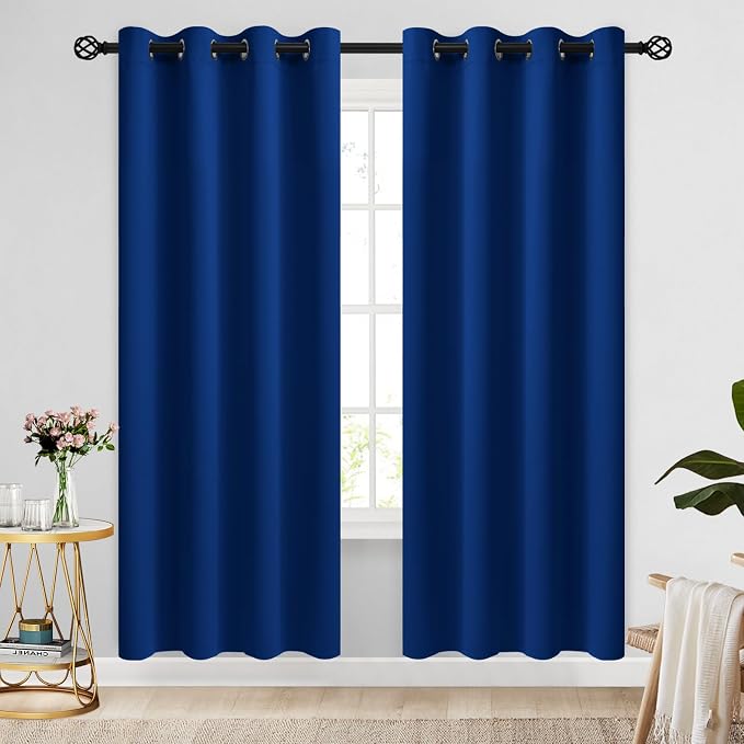 COSVIYA Grommet Blackout Room Darkening Royal Blue Curtains 72 inch Length | by COSVIYA