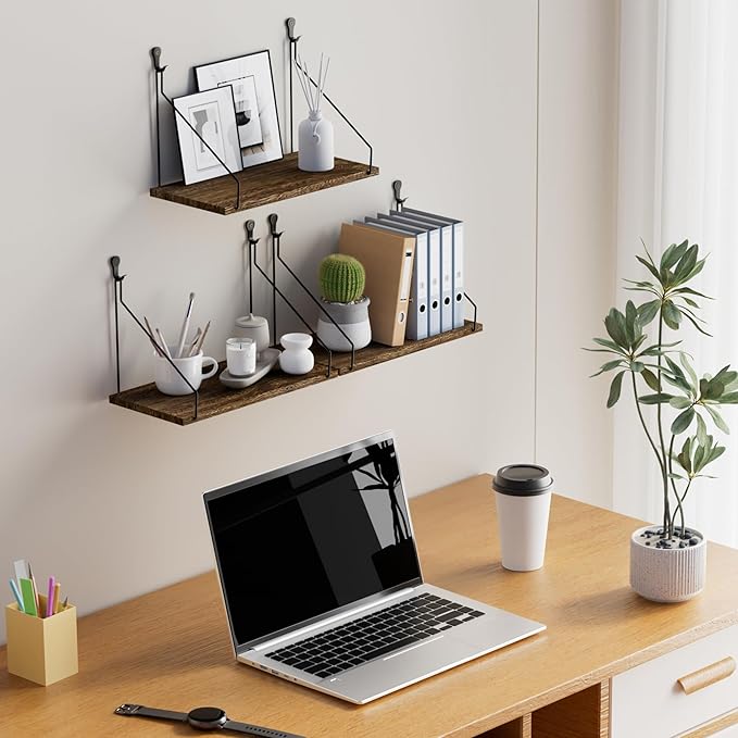 Elevate Your Space with Rustic Wood Floating Shelves Set of 3- Perfect - Image 6