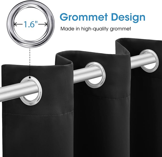 HOMEIDEAS Blackout Curtains for Bedroom 52 X 84 Inch Long 2 Panels Set Black - Image 4