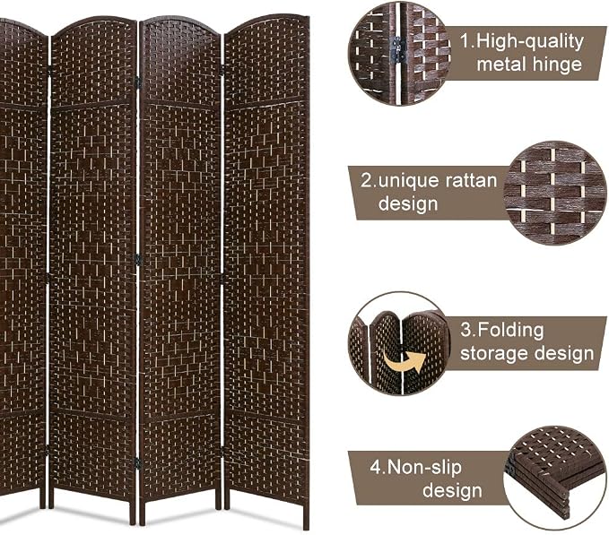 Room Divider 6 Panel Folding Privacy Divider 6 Ft Indoor Wall Divider Portable - Image 2