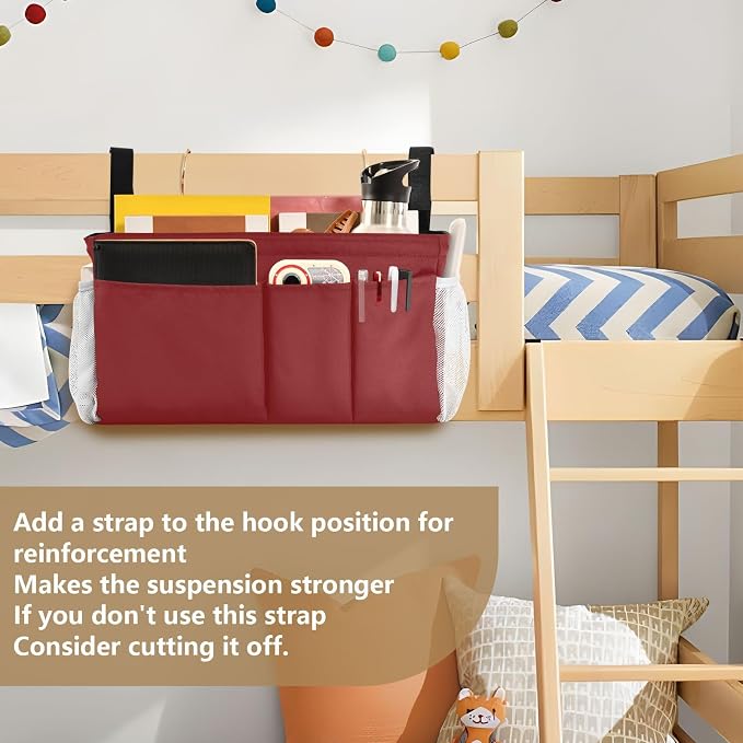 DOMIKING Wine Red Bedside Caddy - Image 6