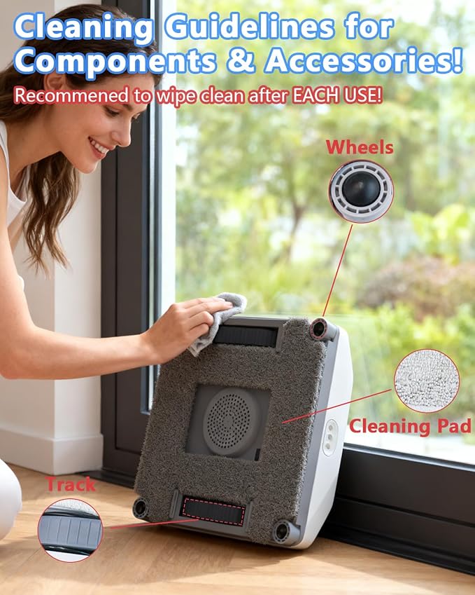 GNOVEL Window Cleaning Robot with 8000Pa, 2025 Upgraded Window Cleaner Robot with Intelligent Path Planning, 15-Stage Anti-Fall, App/Remote Control for Glass, Edge Detection System, Tile & Windows