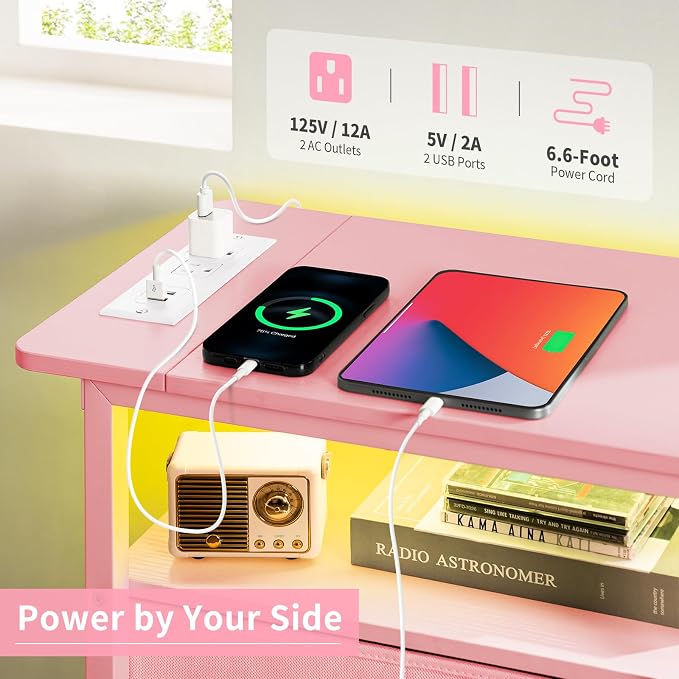 Yoobure End Table with Charging Station, Small Night Stand End Tables Living - Image 5