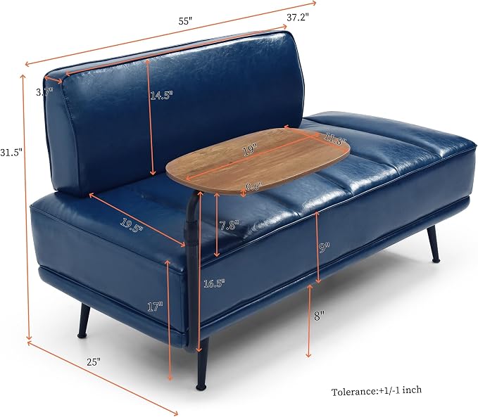 Leather loveseat Sofa, Modern Faux Leather Bedroom Bench - Image 2