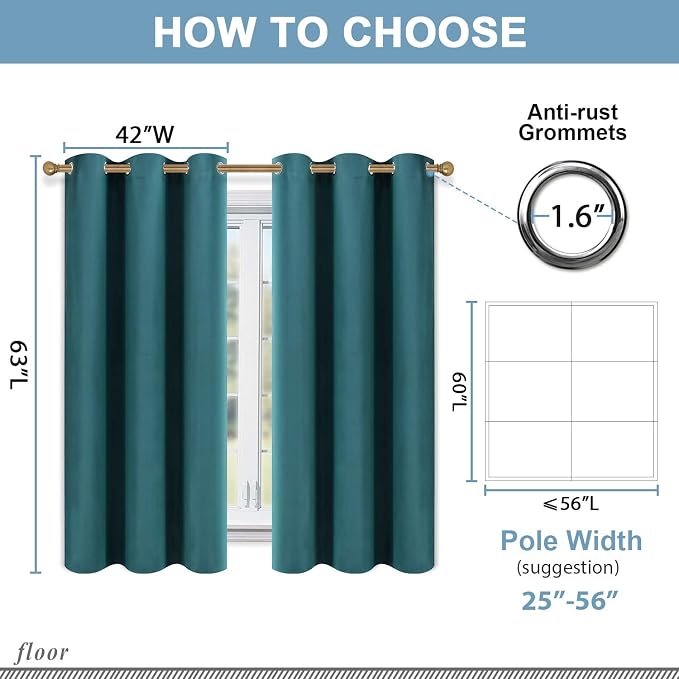 Diraysid Sea Teal Grommet Blackout Curtains - Image 4