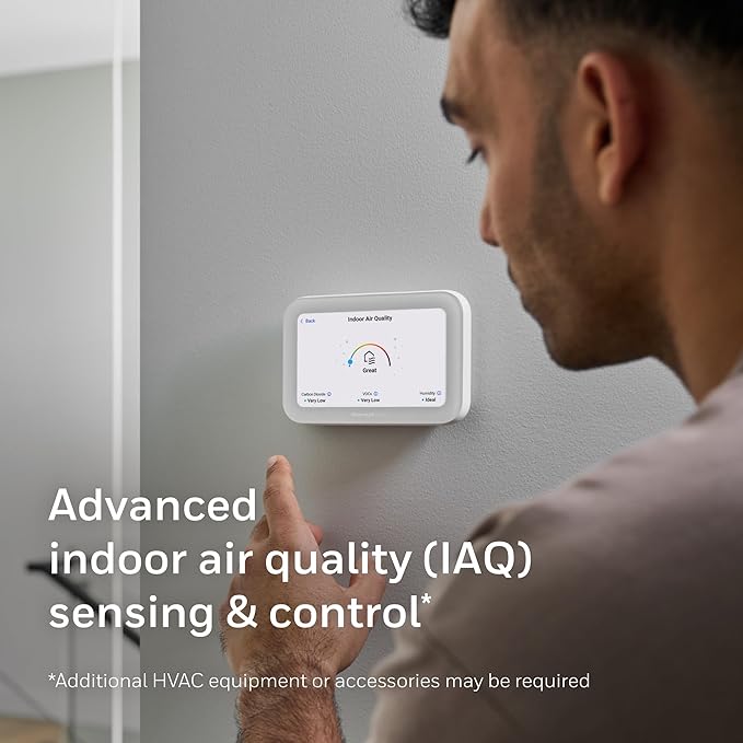 New Honeywell Home X8S Smart Thermostat with Video Doorbell Compatibility, IAQ Control, and Customizable Touchscreen Display, White