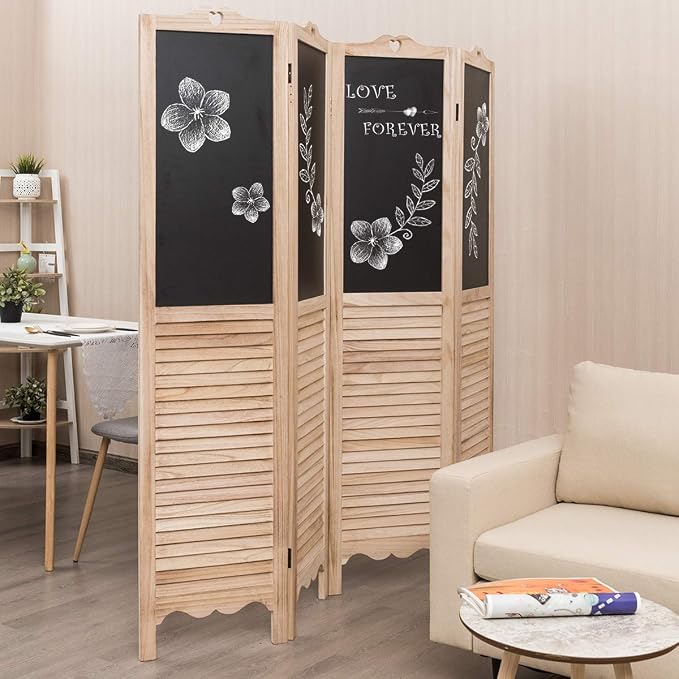 Giantex 4 Panel Room Dividers, 5.7 Ft Folding Privacy Screen - Image 2