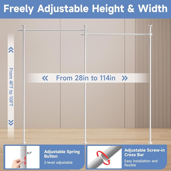 Room Divider Privacy Screens, No Drill Curtains Rod - Image 3