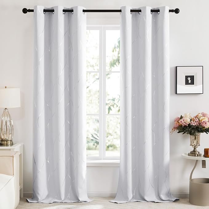 Deconovo Curtains for Living Room, Pattern Blackout Curtains 96 Inches Long | - Image 2