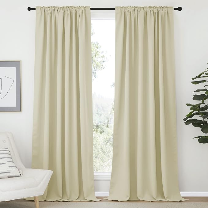 NICETOWN Farmhouse Curtains for Bedroom, Room Darkening Curtains - Image 2