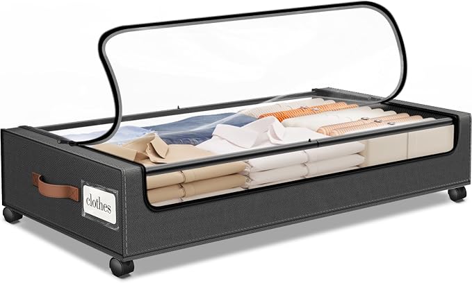 Under Bed Storage with Wheels 1Pack Storage Containers with Clear Window | by SpaceHacks