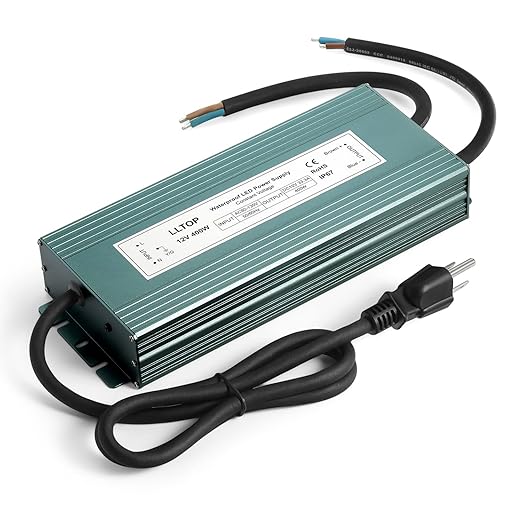 LLTOP LED Driver 400 Watts 110V/120V AC to 12V DC 33.3A Power Supply Waterproof Low Voltage Transformer Converter for Indoor Outdoor LED Lights